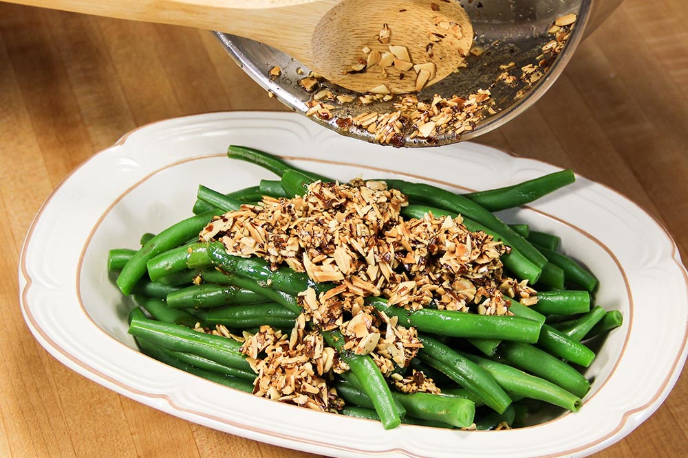 Adding Almonds & Butter to Blanched Green Beans
