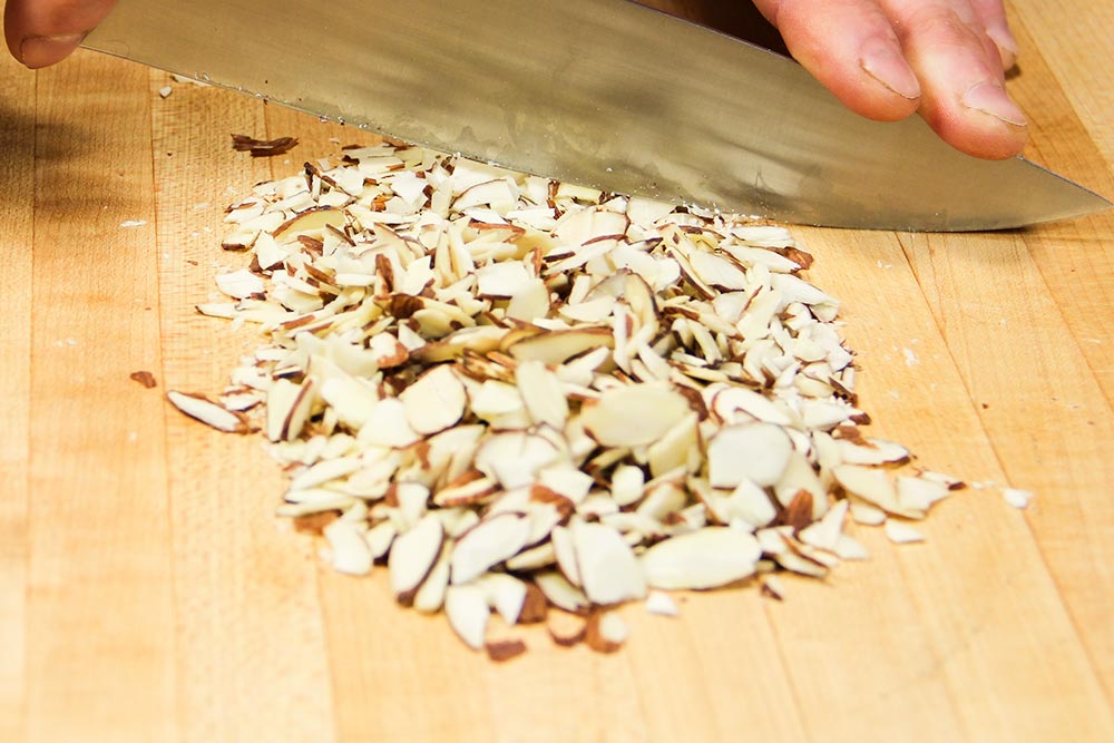 Chopping Almonds With Chef's Knife