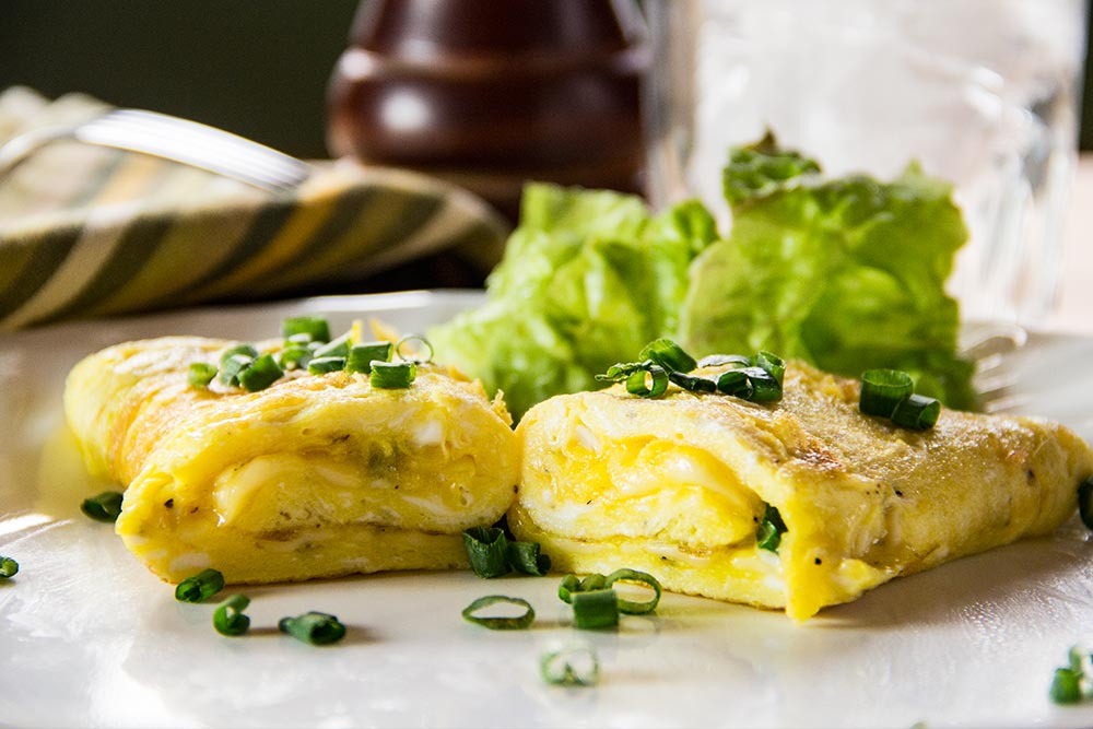 French Omelet with Cheese & Scallions