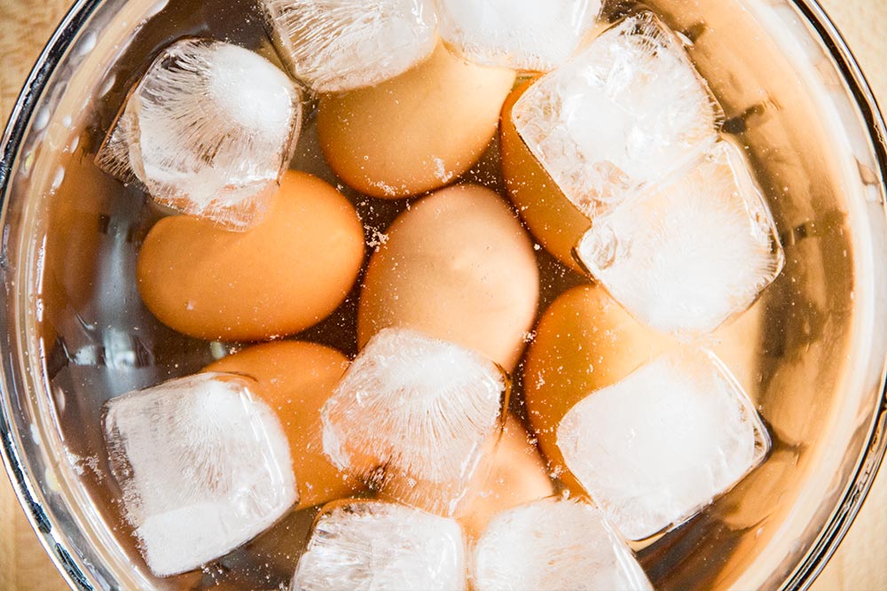 Hard-Boiled Eggs in Ice-Bath 
