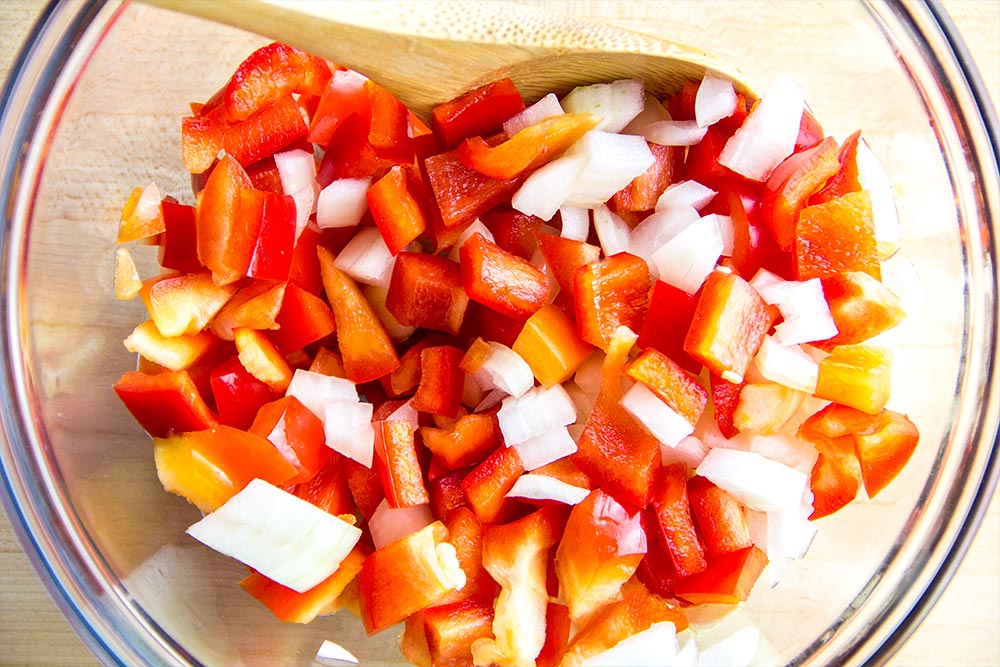 Chopped Onion & Red Bell Pepper