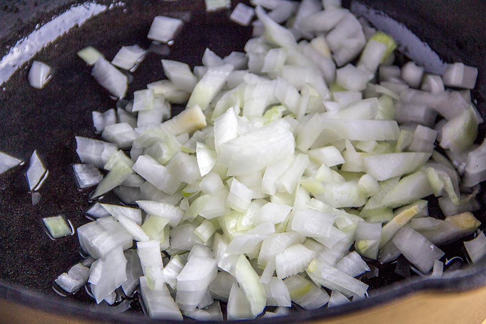 Chopped Onions in Dutch Oven