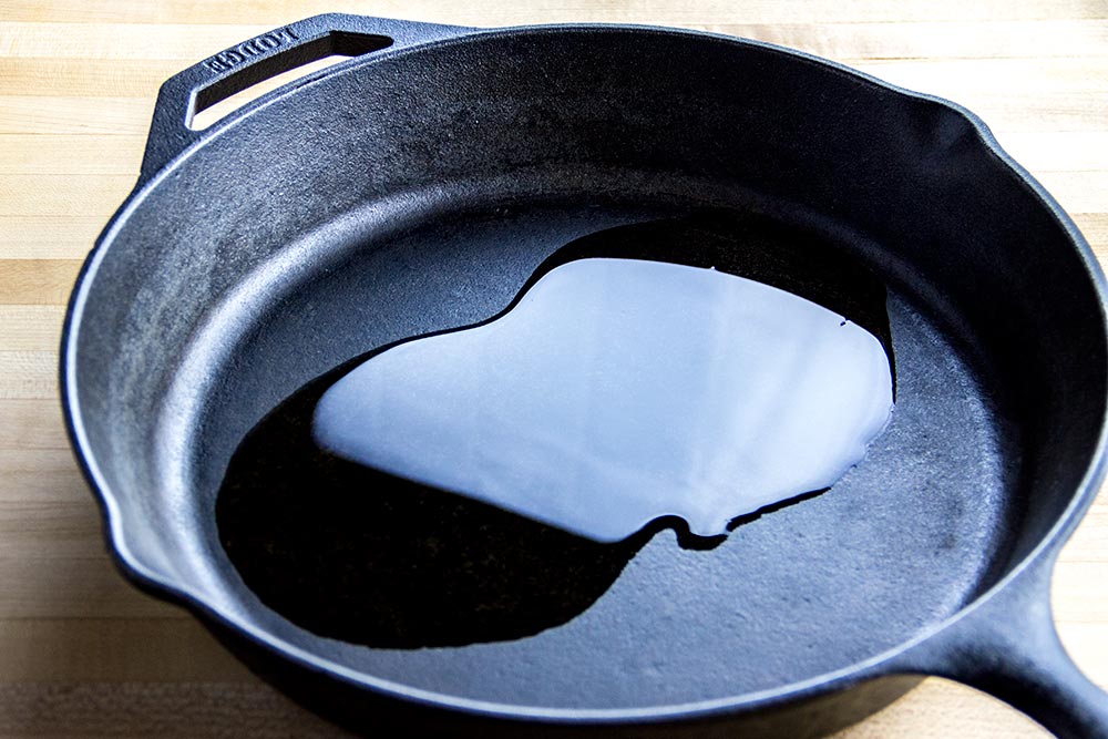 Pure Olive Oil in Cast Iron Skillet