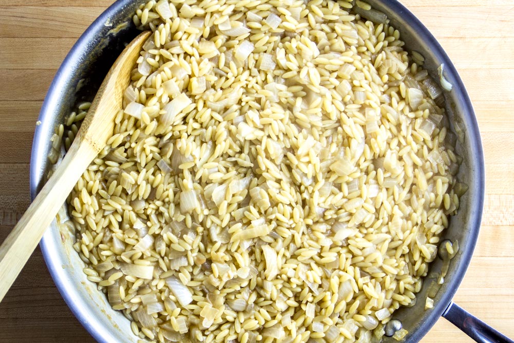 Cooked Orzo and Onion