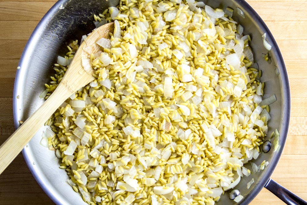Frying Orzo in Skillet