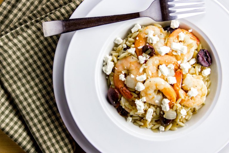 Shrimp with Orzo, Feta & Kalamata Olives Recipe