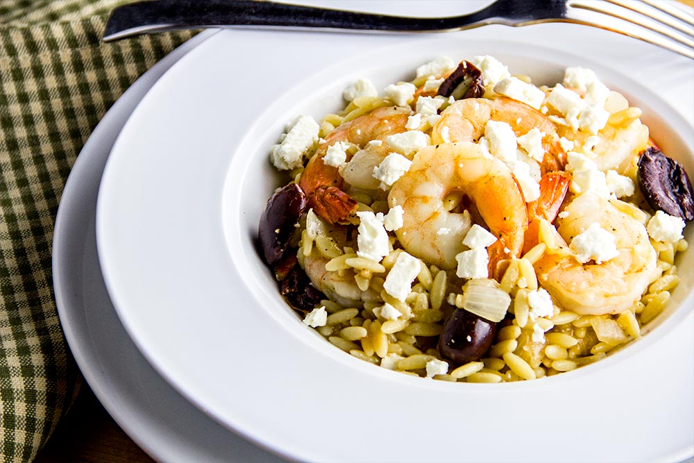 Shrimp with Orzo, Feta & Kalamata Olives Recipe