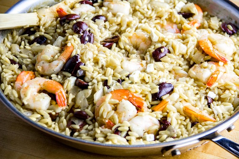 Shrimp with Orzo, Feta & Kalamata Olives Recipe