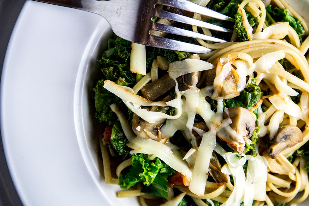 Linguine, Kale & Mushrooms Recipe