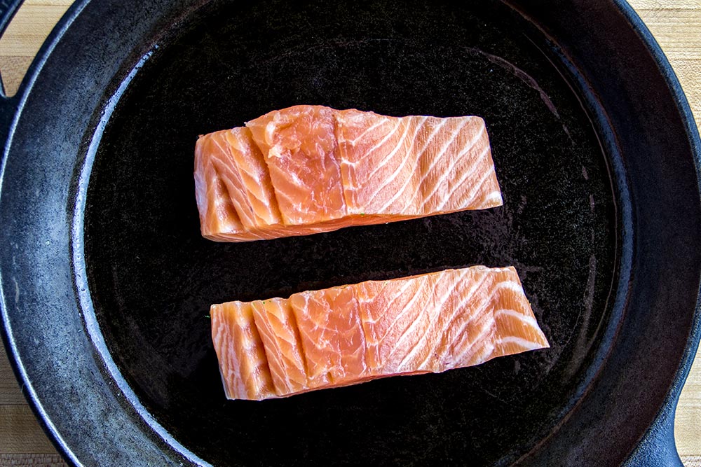 Salmon Fillets in Cast Iron Skillet
