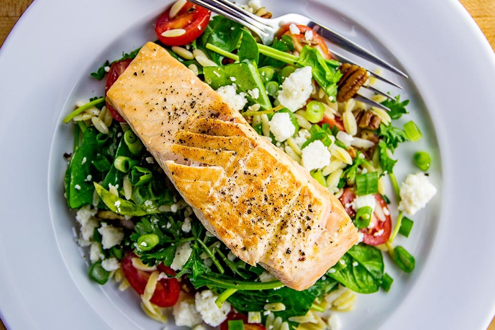 Salmon with Spinach & Queso Fresco Salad