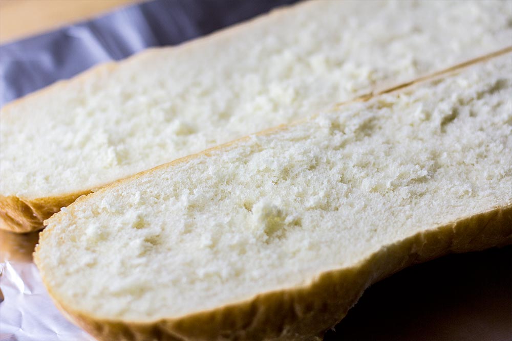 French Bread Cut in Half Horizontally