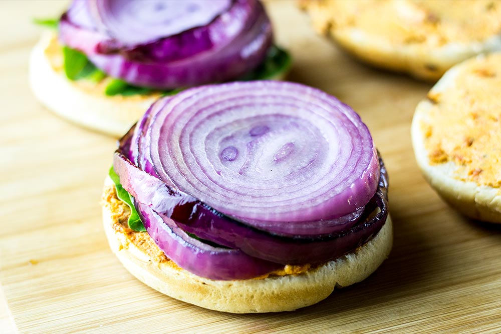 Red Onion Slices on Rolls