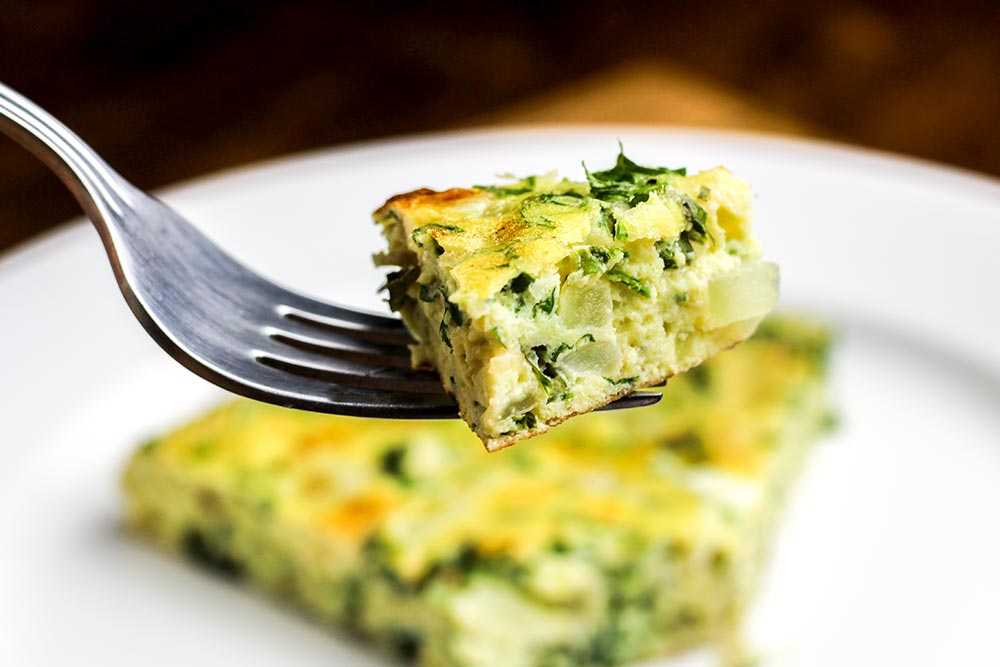 Bite of Frittata on a Fork