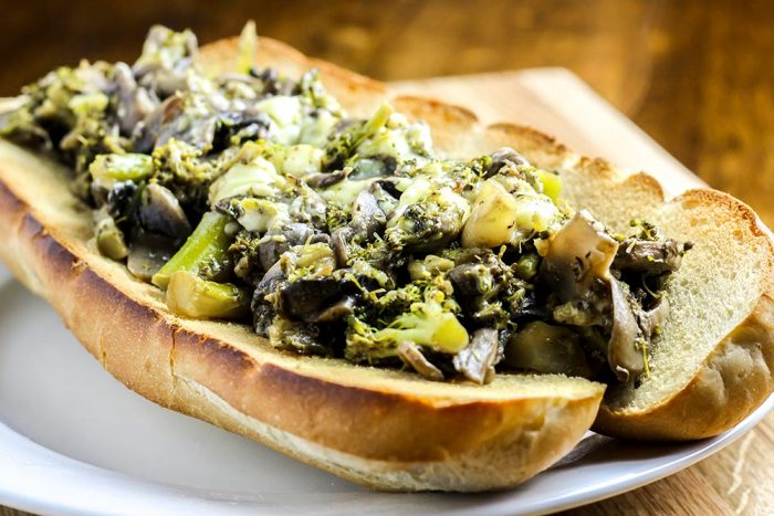 Vegetarian Broccoli, Mushroom & Cheese Sandwich