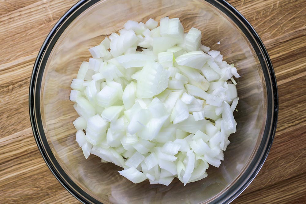 Chopped Onions in Bowl