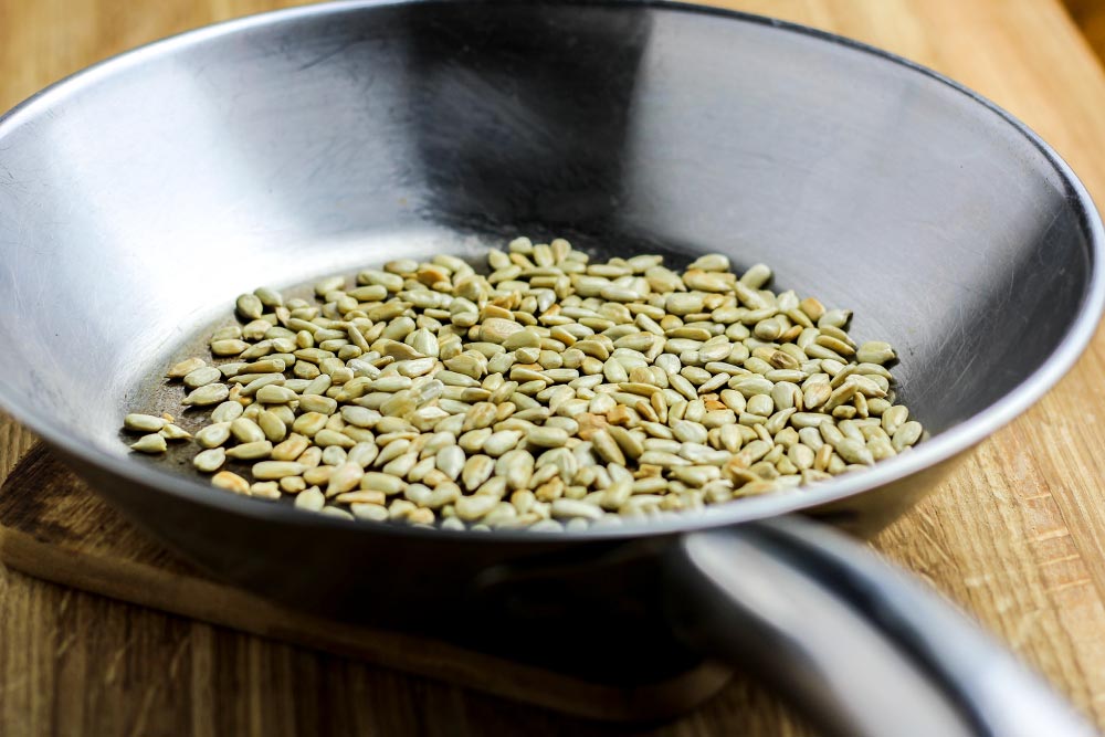 Toasting Sunflower Seeds in Small Skillet