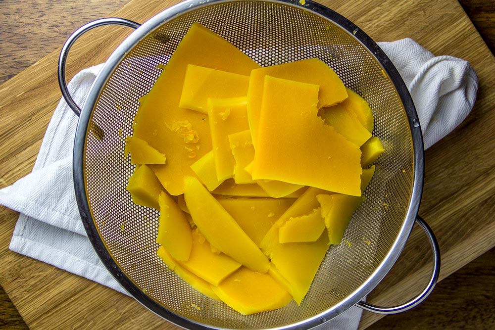 Cooked Butternut Squash in Colander