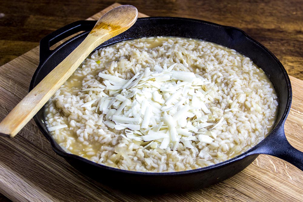 Adding Parmesan Cheese to Risotto