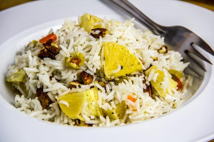 Basmati Rice Salad with Oranges, Green Olives & Pecans Recipe