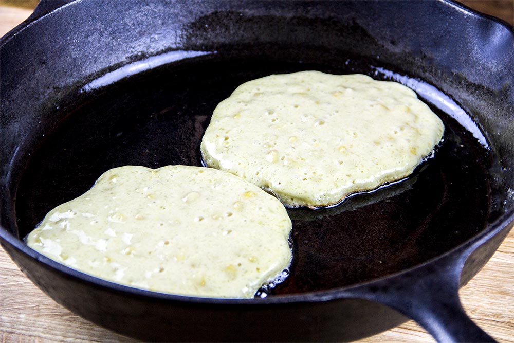 Cooking Pancakes in Cast Iron Skillet