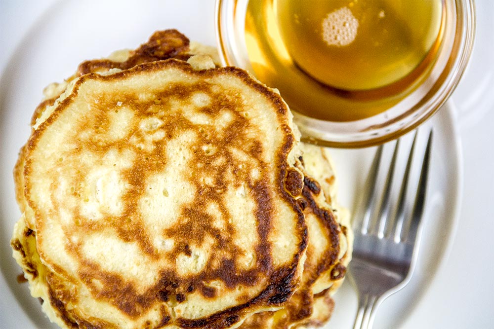 Corn Pancakes with Pure Maple Syrup