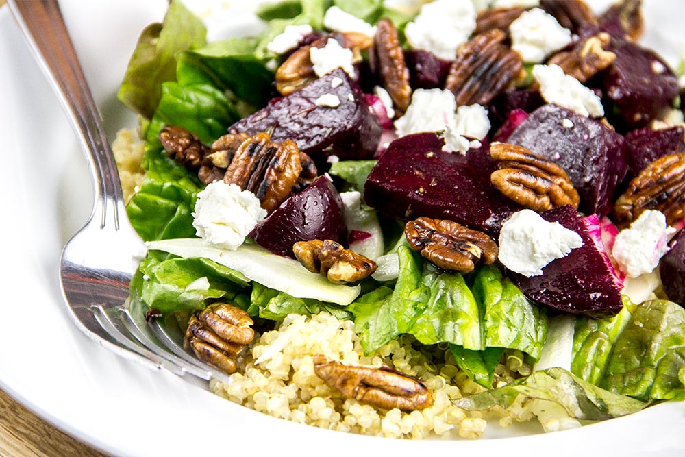Roasted Beet & Quinoa with Goat Cheese, Fennel & Pecan Salad Recipe