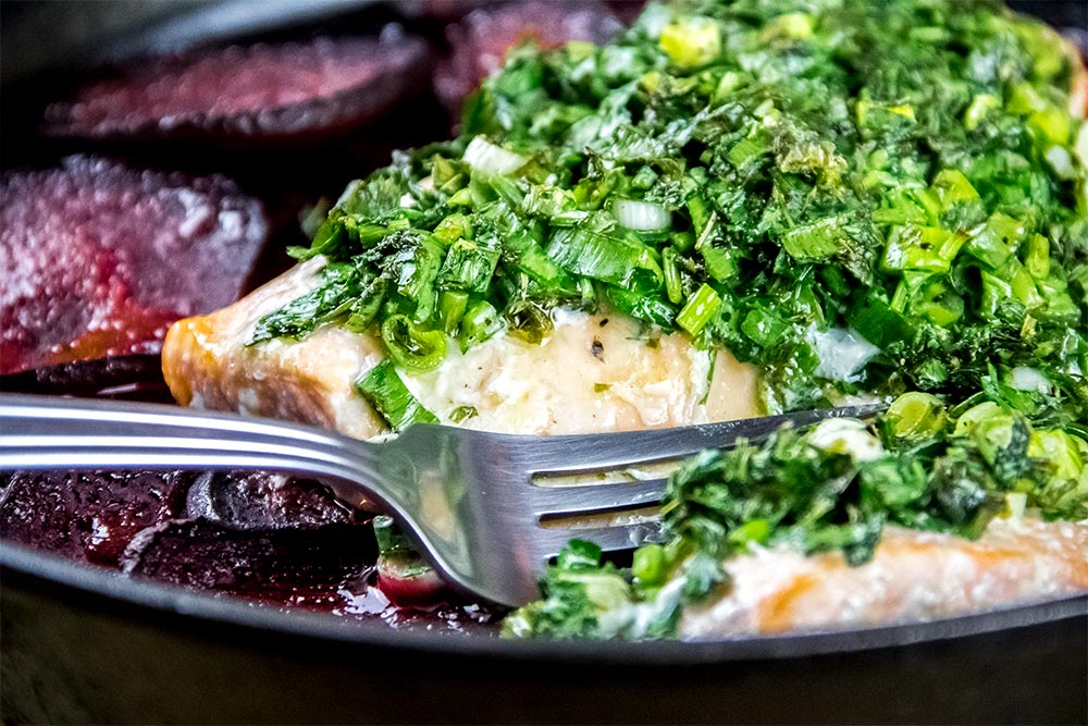 Roasted Salmon with Beets & Herbs Recipe
