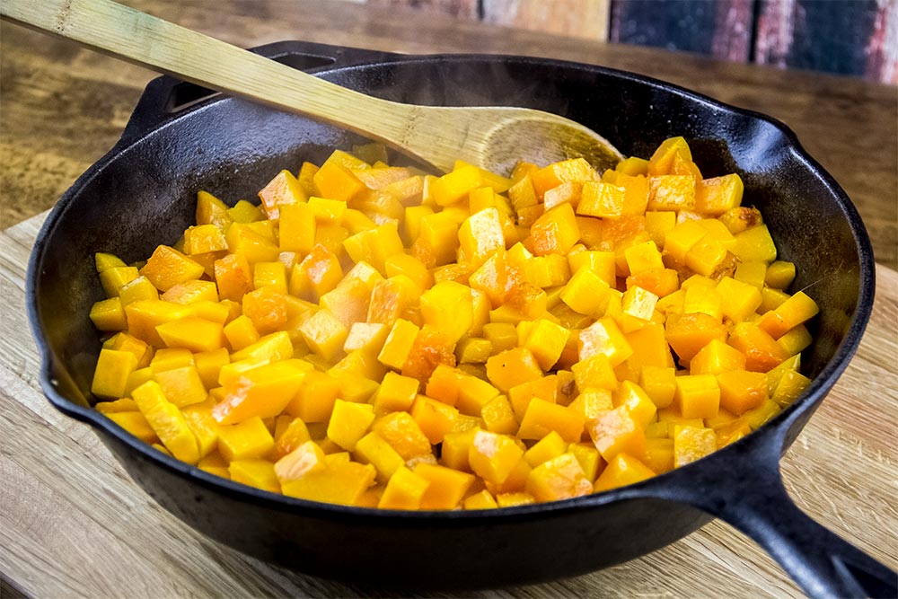 Cooking Butternut Squash in Cast Iron Skillet