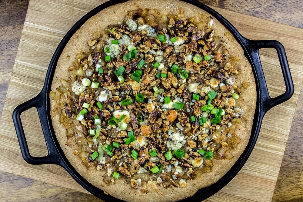 Whole-Wheat Pizza with Scallions on a Lodge Cast Iron Pizza Pan