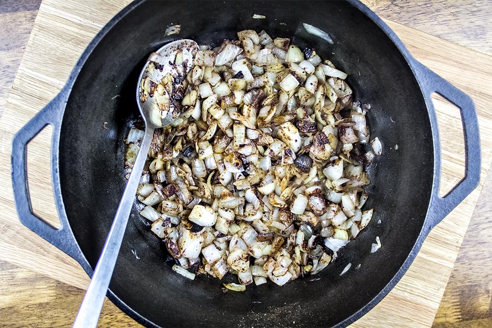 Browning Onions in Cast Iron Dutch Oven