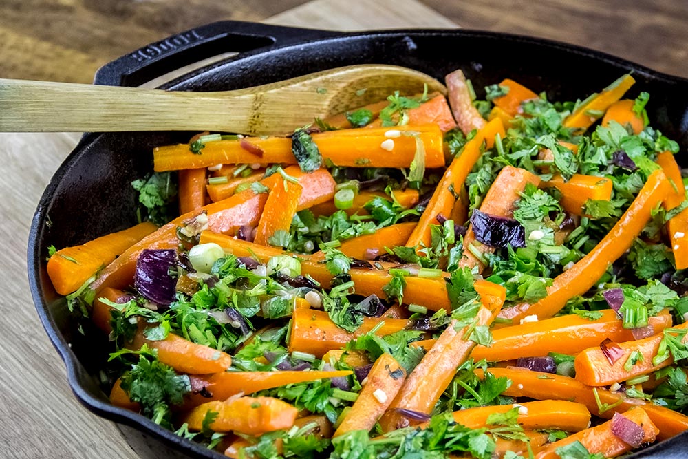 Carrot & Cilantro Salad Side Dish in Skillet