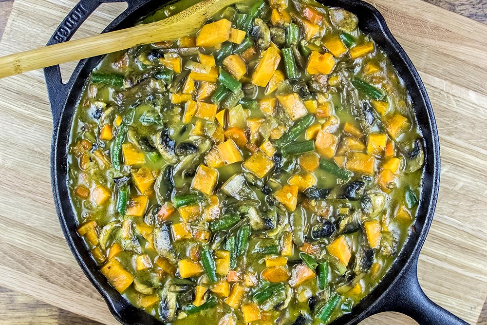 Vegetable Curry in Lodge Cast Iron Skillet
