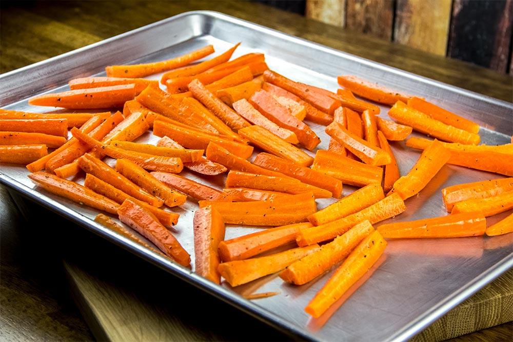 Carrots Spread in Baking Sheet