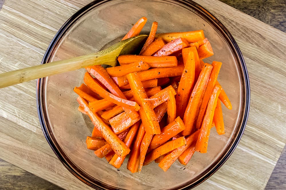 Sliced Carrots Tossed in Extra-Virgin Olive Oil