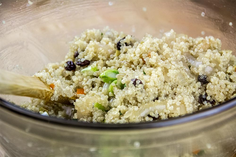 Quinoa Salad in Large Glass Bowl