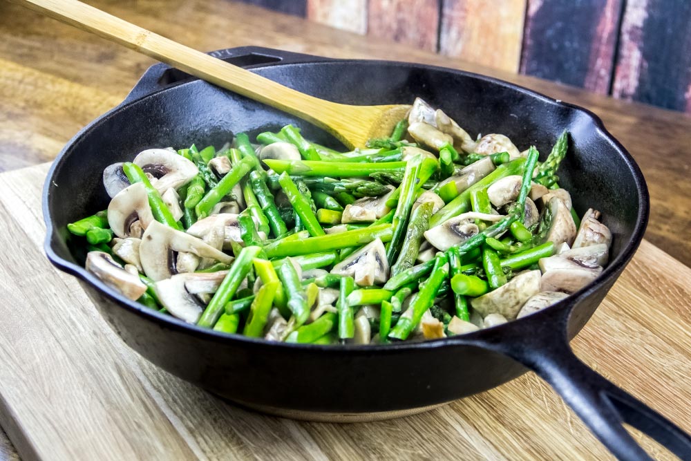 Sauteing Stir-Fry in Large Cast Iron Skillet
