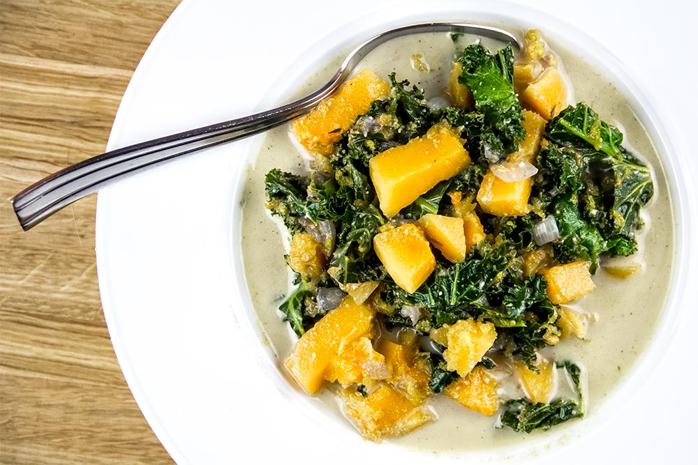 Squash, Kale and Coconut Chowder