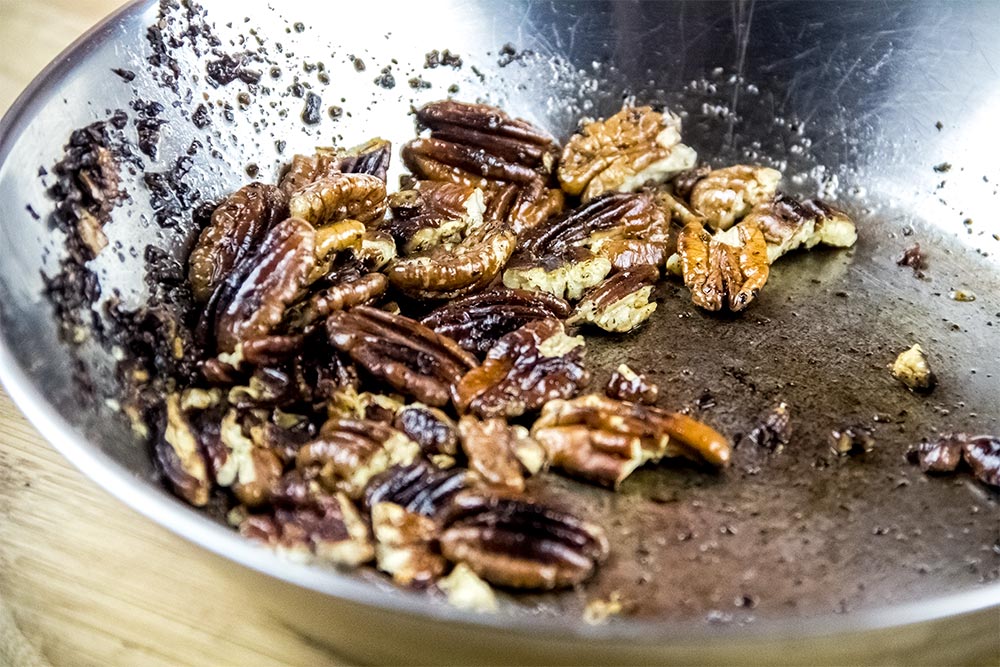 Toasted Pecans in Small Skillet