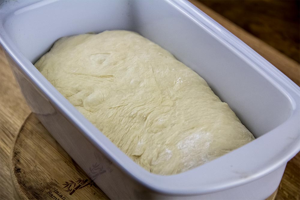 Raw Bread Dough in Pan