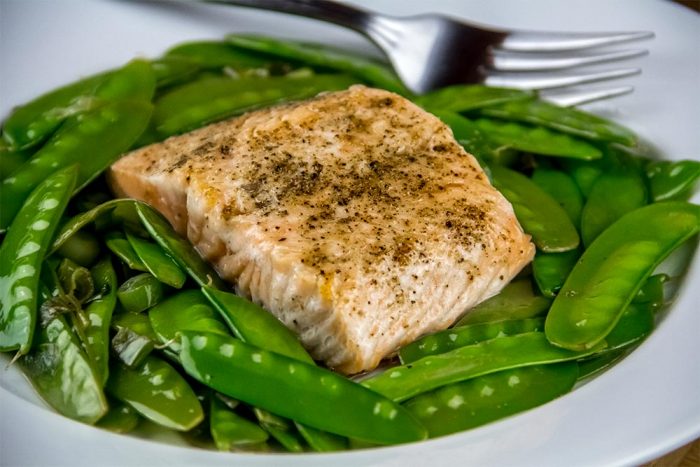 Peppered Salmon with Snow Peas & Ginger Recipe From Williams-Sonoma