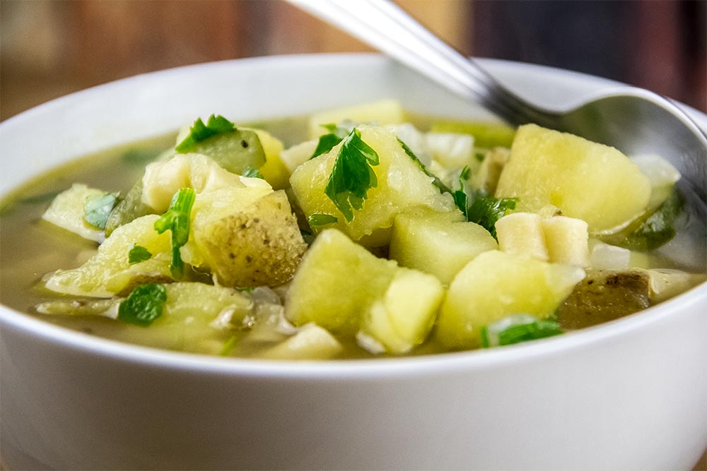 Potato, Zucchini, Mint and Parmesan Soup