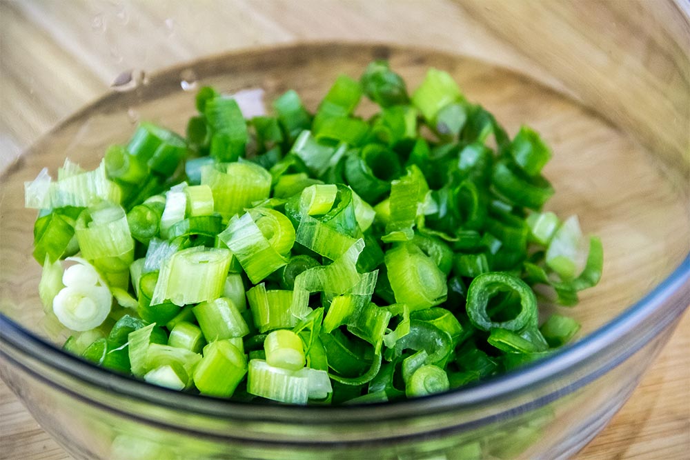 Sliced Scallions in Bowl