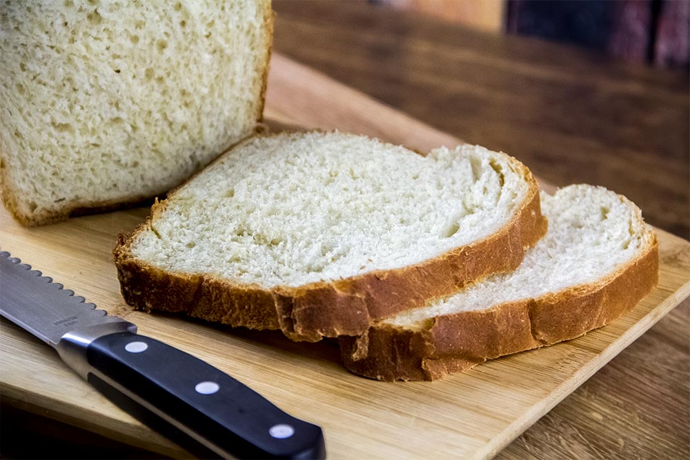 Fresh Homemade White Sandwich Bread on Cutting Board