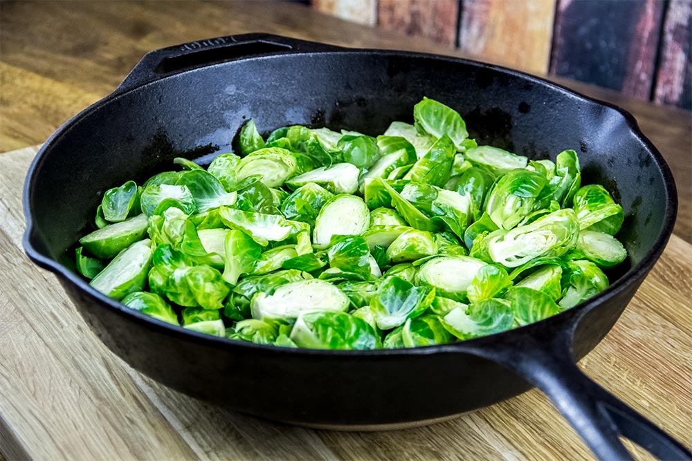 Brussels Sprouts in Cast Iron Skillet