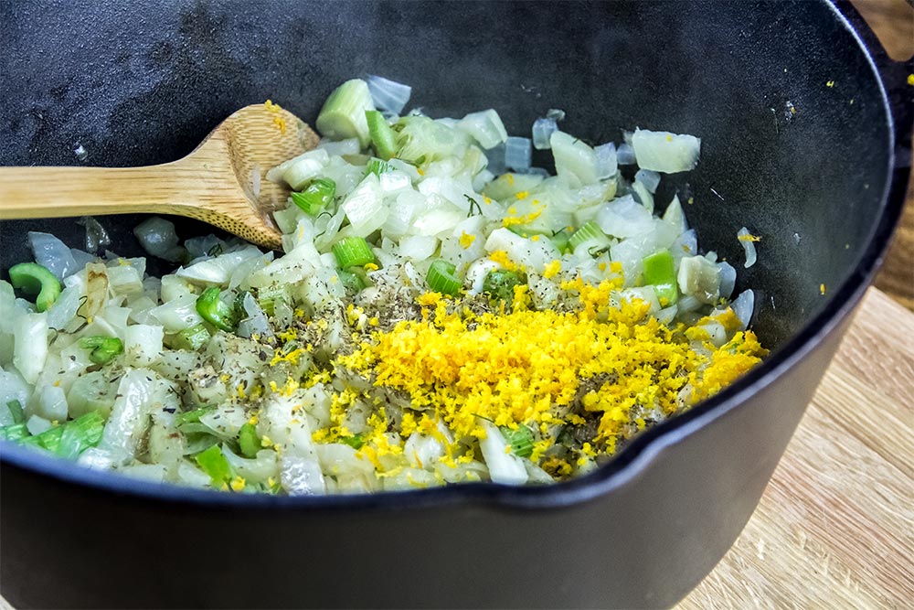 Adding Orange Zest and Other Ingredients to Dutch Oven