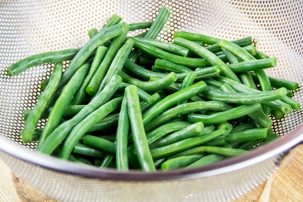 Blanched Green Beans in Colander