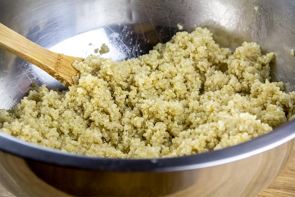 Cooked Quinoa in Large Bowl