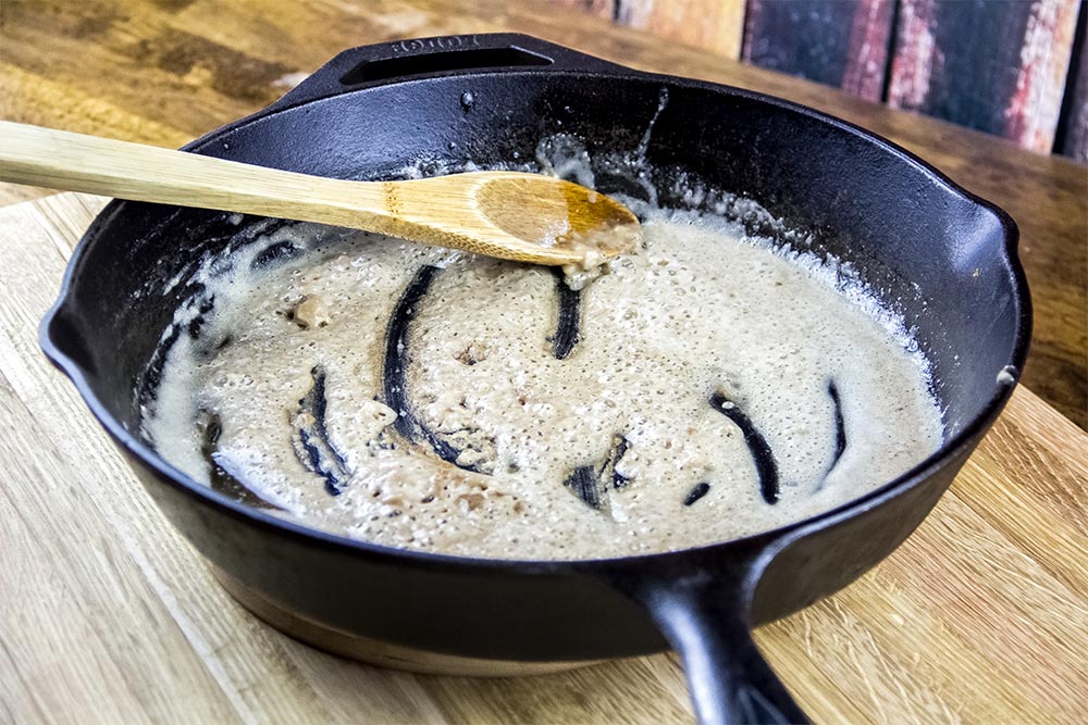 Melted Butter, Garlic and Flour in Skillet