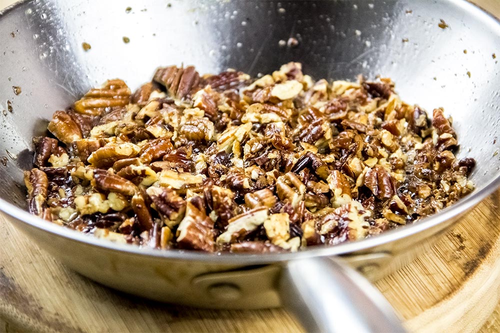 Toasted Pecans in Small Skillet